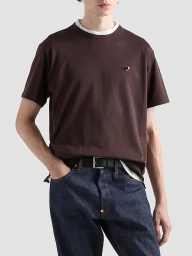 Prada Men's Cotton T-Shirt - Brown | Thumbnail 2 Prada Men's Cotton T-Shirt - Brown | Thumbnail 2