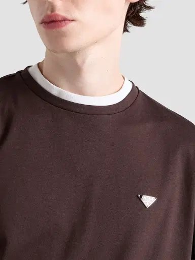 Prada Men's Cotton T-Shirt - Brown | Thumbnail 6 Prada Men's Cotton T-Shirt - Brown | Thumbnail 6