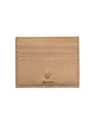 Prada Women's Leather Card Holder - Beige Khaki | Thumbnail 1 Prada Women's Leather Card Holder - Beige Khaki | Thumbnail 1