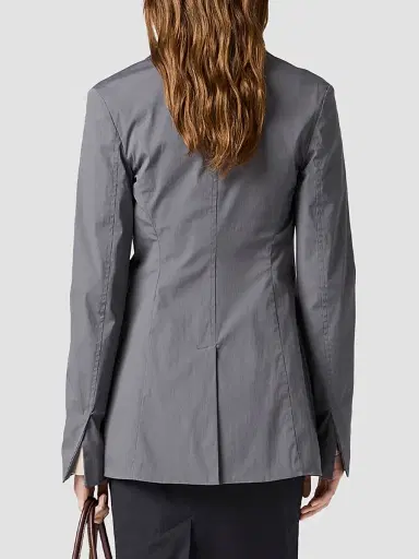 Miu Miu Women's Washed Stretch Poplin Jacket - Grey | Thumbnail 4 Miu Miu Women's Washed Stretch Poplin Jacket - Grey | Thumbnail 4