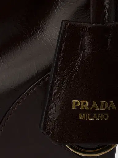 Prada Women's Bonnie Leather Top Handle Bag - Dark Brown | Thumbnail 8 Prada Women's Bonnie Leather Top Handle Bag - Dark Brown | Thumbnail 8