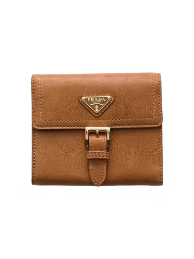 Prada Women's Nappa Leather Wallet - Brown | Thumbnail 1 Prada Women's Nappa Leather Wallet - Brown | Thumbnail 1