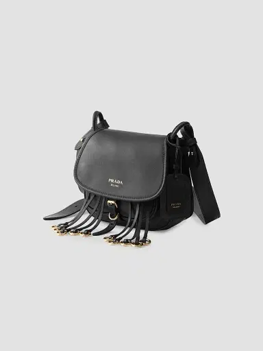 Prada Women's Corsaire Aged Leather Mini Shoulder Bag - Black | Thumbnail 2 Prada Women's Corsaire Aged Leather Mini Shoulder Bag - Black | Thumbnail 2