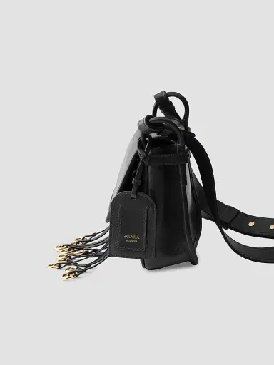 Prada Women's Corsaire Aged Leather Mini Shoulder Bag - Black | Thumbnail 4 Prada Women's Corsaire Aged Leather Mini Shoulder Bag - Black | Thumbnail 4