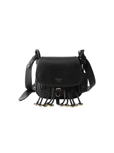 Prada Women's Corsaire Aged Leather Mini Shoulder Bag - Black | Thumbnail 1 Prada Women's Corsaire Aged Leather Mini Shoulder Bag - Black | Thumbnail 1