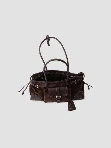 Prada Women's Bonnie Corduroy and Leather Top Handle Bag - Brown | Thumbnail 6 Prada Women's Bonnie Corduroy and Leather Top Handle Bag - Brown | Thumbnail 6