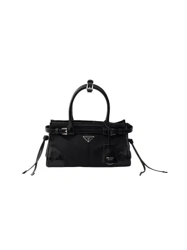 Prada Women's Bonnie Re-Nylon and Leather Top Handle Bag - Black | Thumbnail 1 Prada Women's Bonnie Re-Nylon and Leather Top Handle Bag - Black | Thumbnail 1