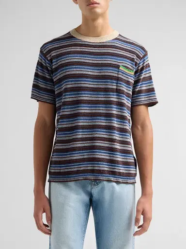 Maison Margiela Men's Striped Knit Crewneck T-Shirt - Multicolour | Thumbnail 4 Maison Margiela Men's Striped Knit Crewneck T-Shirt - Multicolour | Thumbnail 4