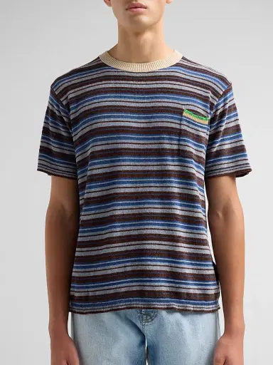 Maison Margiela Men's Striped Knit Crewneck T-Shirt - Multicolour | Thumbnail 5 Maison Margiela Men's Striped Knit Crewneck T-Shirt - Multicolour | Thumbnail 5