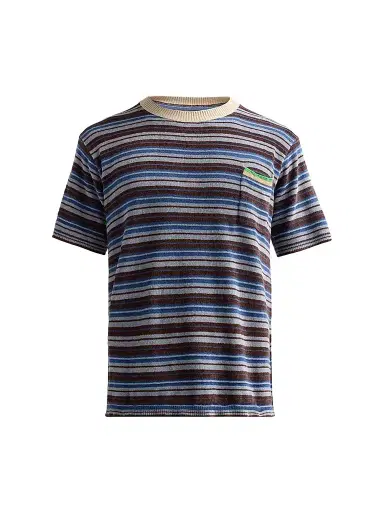 Maison Margiela Men's Striped Knit Crewneck T-Shirt - Multicolour | Thumbnail 1 Maison Margiela Men's Striped Knit Crewneck T-Shirt - Multicolour | Thumbnail 1