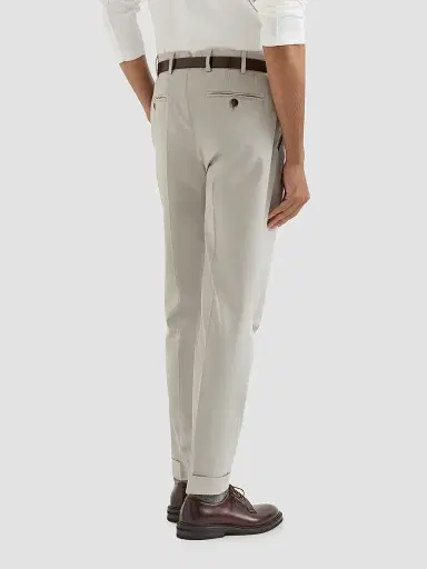 Brunello Cucinelli Men's Garment Dyed Italian Fit Trousers - Khaki | Thumbnail 4 Brunello Cucinelli Men's Garment Dyed Italian Fit Trousers - Khaki | Thumbnail 4