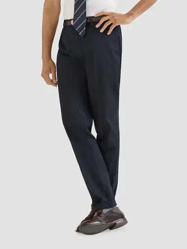 Brunello Cucinelli Men's Garment Dyed Italian Fit Trousers - Navy Blue | Thumbnail 4 Brunello Cucinelli Men's Garment Dyed Italian Fit Trousers - Navy Blue | Thumbnail 4