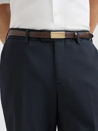 Brunello Cucinelli Men's Garment Dyed Italian Fit Trousers - Navy Blue | Thumbnail 5 Brunello Cucinelli Men's Garment Dyed Italian Fit Trousers - Navy Blue | Thumbnail 5