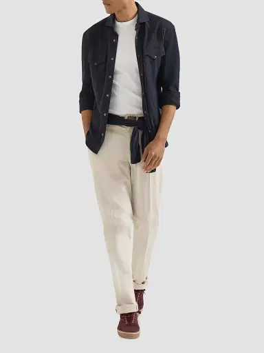 Brunello Cucinelli Men's Garment Dyed Italian Fit Trousers - Off White | Thumbnail 6 Brunello Cucinelli Men's Garment Dyed Italian Fit Trousers - Off White | Thumbnail 6