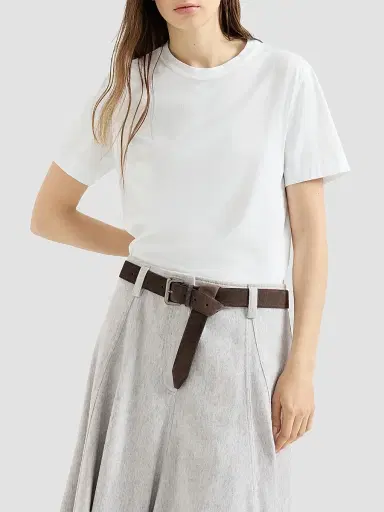 Brunello Cucinelli Women's Cotton Jersey T-Shirt with Monili - White | Thumbnail 2 Brunello Cucinelli Women's Cotton Jersey T-Shirt with Monili - White | Thumbnail 2