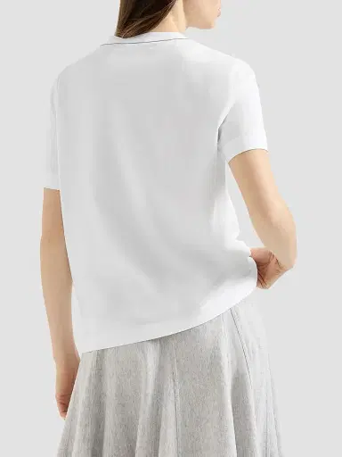 Brunello Cucinelli Women's Cotton Jersey T-Shirt with Monili - White | Thumbnail 3 Brunello Cucinelli Women's Cotton Jersey T-Shirt with Monili - White | Thumbnail 3