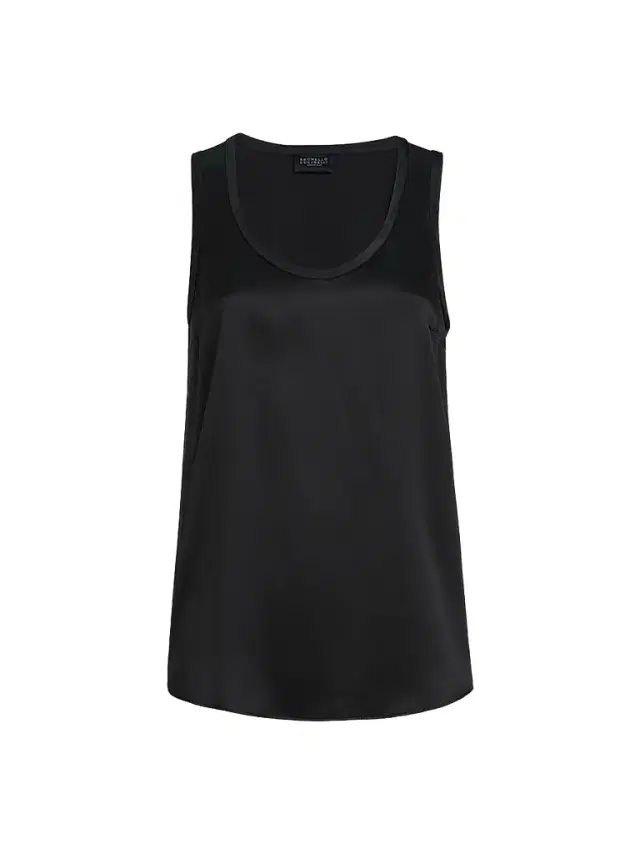 Women's Stretch Silk Satin Top - Black Women's Stretch Silk Satin Top - Black