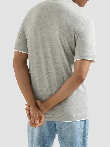 Brunello Cucinelli Men's Silk and Cotton Lightweight Jersey Crew-Neck T Shirt - Grey | Thumbnail 3 Brunello Cucinelli Men's Silk and Cotton Lightweight Jersey Crew-Neck T Shirt - Grey | Thumbnail 3