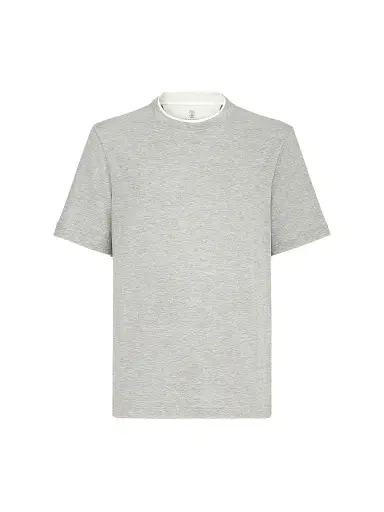 Brunello Cucinelli Men's Silk and Cotton Lightweight Jersey Crew-Neck T Shirt - Grey | Thumbnail 1 Brunello Cucinelli Men's Silk and Cotton Lightweight Jersey Crew-Neck T Shirt - Grey | Thumbnail 1