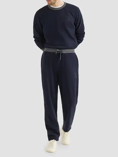 Brunello Cucinelli Men's Cotton French Terry Sweatshirt With Embroidery - Cobalt | Thumbnail 6 Brunello Cucinelli Men's Cotton French Terry Sweatshirt With Embroidery - Cobalt | Thumbnail 6