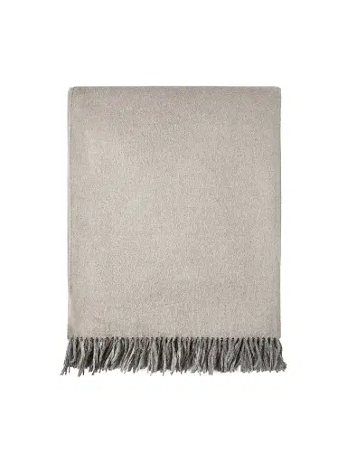 Brunello Cucinelli Silk Double Cloth Throw with Fringe - Buff | Thumbnail 1 Brunello Cucinelli Silk Double Cloth Throw with Fringe - Buff | Thumbnail 1