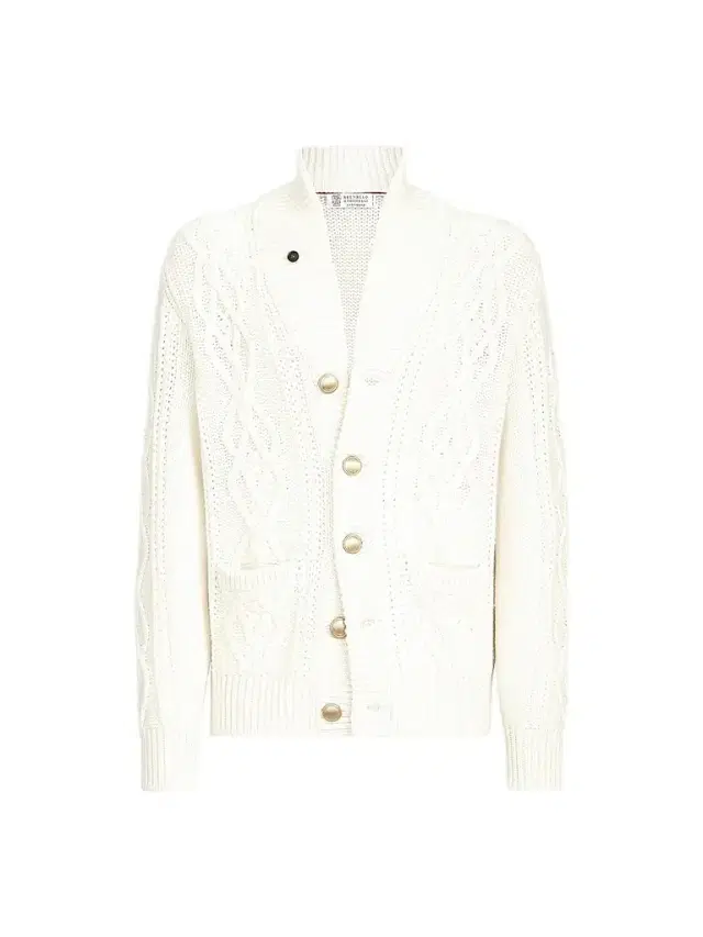 Men's Cashmere Feather Yarn Cable Knit Cardigan - Panama Men's Cashmere Feather Yarn Cable Knit Cardigan - Panama