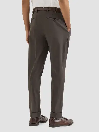 Brunello Cucinelli Men's Garment Dyed Italian Fit Trousers - Brown | Thumbnail 4 Brunello Cucinelli Men's Garment Dyed Italian Fit Trousers - Brown | Thumbnail 4
