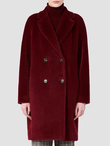 Max Mara Women's Alpaca and Wool Midi Coat - Bordeaux - Size 16 | Thumbnail 2 Max Mara Women's Alpaca and Wool Midi Coat - Bordeaux - Size 16 | Thumbnail 2