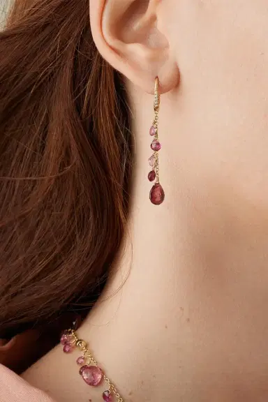 MARCO BICEGO Pink Tourmaline Diamond Paradise Drop Earrings | Thumbnail 2 MARCO BICEGO Pink Tourmaline Diamond Paradise Drop Earrings | Thumbnail 2