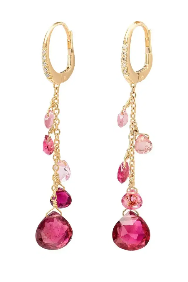 Pink Tourmaline Diamond Paradise Drop Earrings Pink Tourmaline Diamond Paradise Drop Earrings