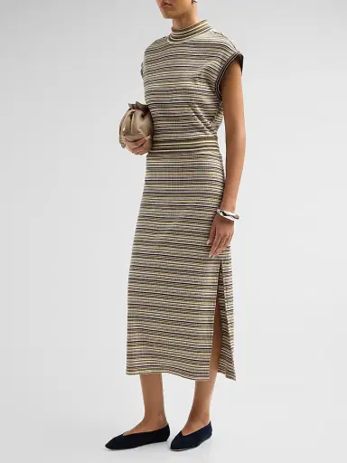 Ramy Brook Women's Natalie Striped Midi Dress - Bone Stripe | Thumbnail 3 Ramy Brook Women's Natalie Striped Midi Dress - Bone Stripe | Thumbnail 3