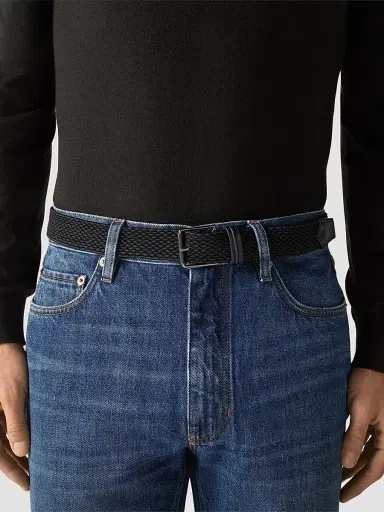 Zegna Men's Rayon Belt - Black | Thumbnail 3 Zegna Men's Rayon Belt - Black | Thumbnail 3