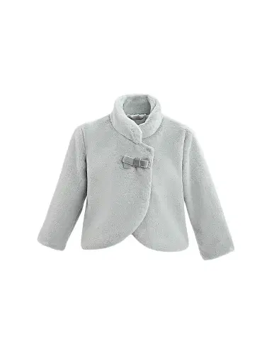 Tulleen Baby Girl's Plush Asymmetrical Coat - Grey 24 Months | Thumbnail 1 Tulleen Baby Girl's Plush Asymmetrical Coat - Grey 24 Months | Thumbnail 1