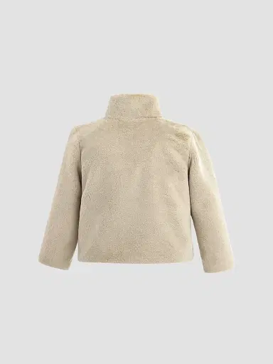 Tulleen Baby Girl's Plush Asymmetrical Coat - Khaki 24 Months | Thumbnail 2 Tulleen Baby Girl's Plush Asymmetrical Coat - Khaki 24 Months | Thumbnail 2