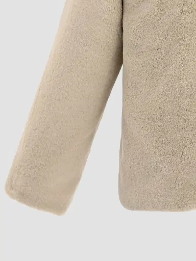 Tulleen Baby Girl's Plush Asymmetrical Coat - Khaki 24 Months | Thumbnail 5 Tulleen Baby Girl's Plush Asymmetrical Coat - Khaki 24 Months | Thumbnail 5