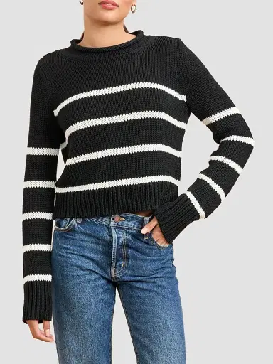 La Ligne Women's Mini Marina Sweater - Black Cream - Size XL | Thumbnail 2 La Ligne Women's Mini Marina Sweater - Black Cream - Size XL | Thumbnail 2