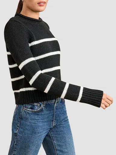 La Ligne Women's Mini Marina Sweater - Black Cream - Size XL | Thumbnail 4 La Ligne Women's Mini Marina Sweater - Black Cream - Size XL | Thumbnail 4