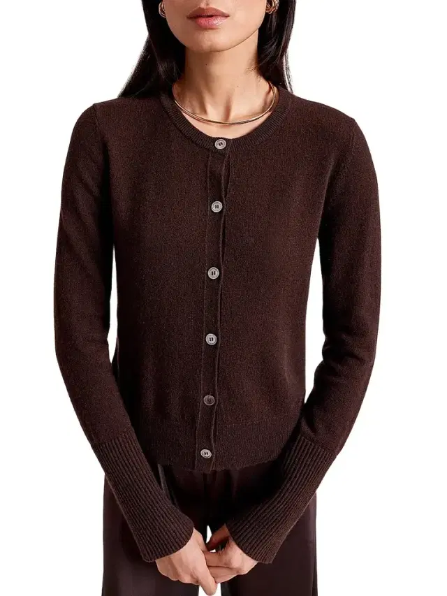 Women's Cashmere Cardigan - Chocolate Women's Cashmere Cardigan - Chocolate