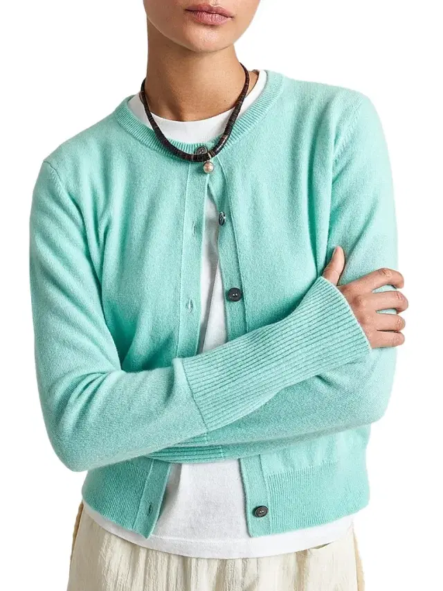 Women's Cashmere Cardigan - Aqua Women's Cashmere Cardigan - Aqua