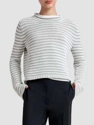 La Ligne Women's Fine Stripe Mini Marina Sweater - Grey | Thumbnail 3 La Ligne Women's Fine Stripe Mini Marina Sweater - Grey | Thumbnail 3
