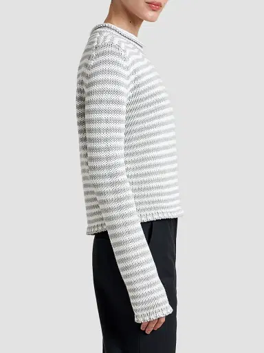 La Ligne Women's Fine Stripe Mini Marina Sweater - Grey | Thumbnail 4 La Ligne Women's Fine Stripe Mini Marina Sweater - Grey | Thumbnail 4