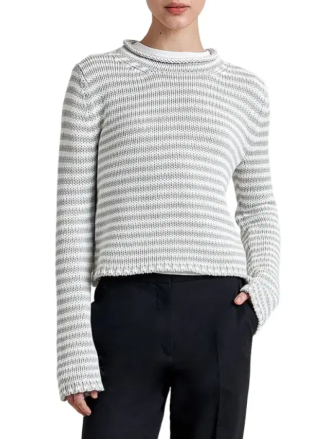 Women's Fine Stripe Mini Marina Sweater - Grey Women's Fine Stripe Mini Marina Sweater - Grey