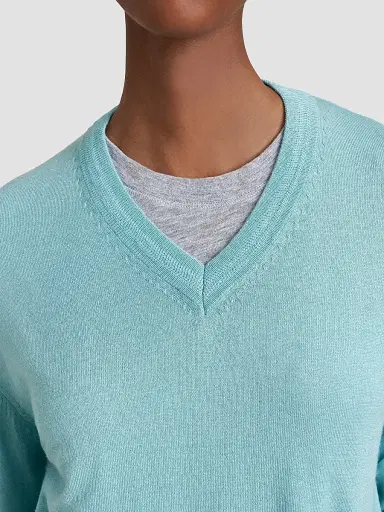 La Ligne Women's Ben V-Neck Sweater - Aqua | Thumbnail 4 La Ligne Women's Ben V-Neck Sweater - Aqua | Thumbnail 4
