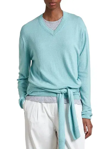 La Ligne Women's Ben V-Neck Sweater - Aqua | Thumbnail 1 La Ligne Women's Ben V-Neck Sweater - Aqua | Thumbnail 1