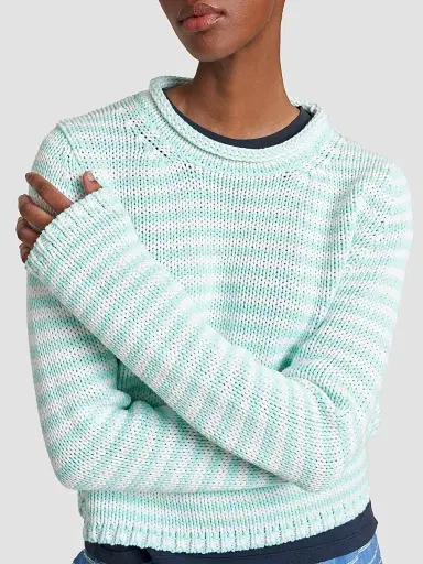 La Ligne Women's Fine Stripe Mini Marina Sweater - Aqua | Thumbnail 4 La Ligne Women's Fine Stripe Mini Marina Sweater - Aqua | Thumbnail 4