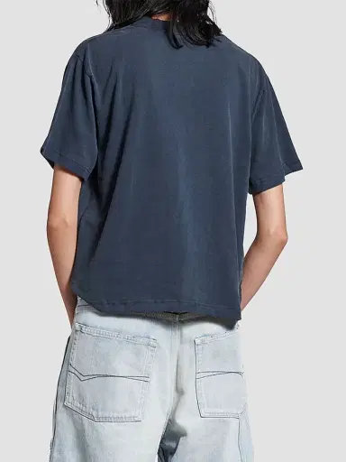Balenciaga Women's Luxury Script Medium Fit T-Shirt - Washed Navy | Thumbnail 4 Balenciaga Women's Luxury Script Medium Fit T-Shirt - Washed Navy | Thumbnail 4