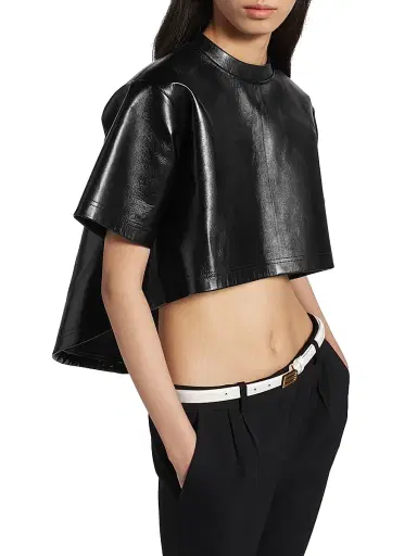 Balenciaga Women's Train Cropped T-Shirt - Black | Thumbnail 3 Balenciaga Women's Train Cropped T-Shirt - Black | Thumbnail 3