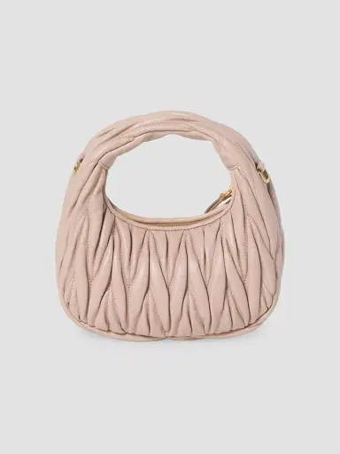 Miu Miu Women's Wander Matelassé Nappa Leather Hobo Mini-Bag - Light Pink | Thumbnail 4 Miu Miu Women's Wander Matelassé Nappa Leather Hobo Mini-Bag - Light Pink | Thumbnail 4