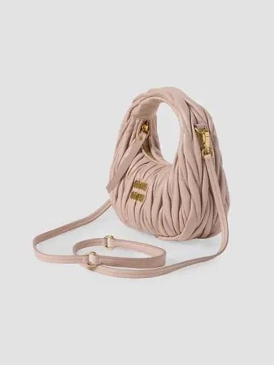 Miu Miu Women's Wander Matelassé Nappa Leather Hobo Mini-Bag - Light Pink | Thumbnail 5 Miu Miu Women's Wander Matelassé Nappa Leather Hobo Mini-Bag - Light Pink | Thumbnail 5