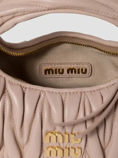 Miu Miu Women's Wander Matelassé Nappa Leather Hobo Mini-Bag - Light Pink | Thumbnail 7 Miu Miu Women's Wander Matelassé Nappa Leather Hobo Mini-Bag - Light Pink | Thumbnail 7